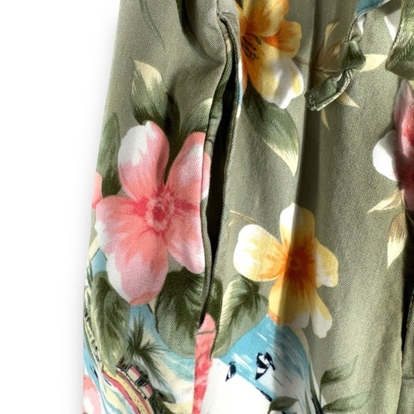 Island Traders Drawstring Waist Cropped Beach Pants, Postcard Print, Size XXL - Picture 8 of 12